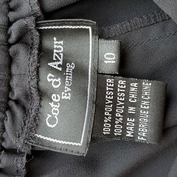 Cote d' Azur Evening Vintage Black Overlay Wide Leg Palazzo Pants 10 - Picture 4 of 6